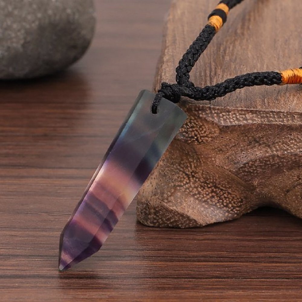 Natural Rainbow Hexagon Crystal Pendant Necklace